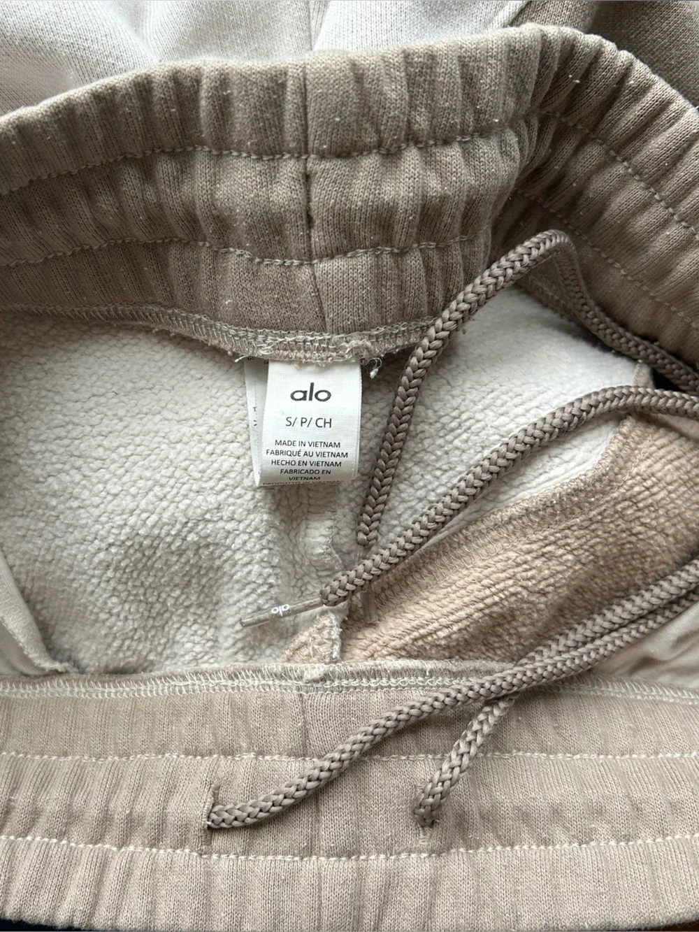 Alo Yoga “Make Waves” Sweatpants in Ivory/Bone/Gravel Colorway